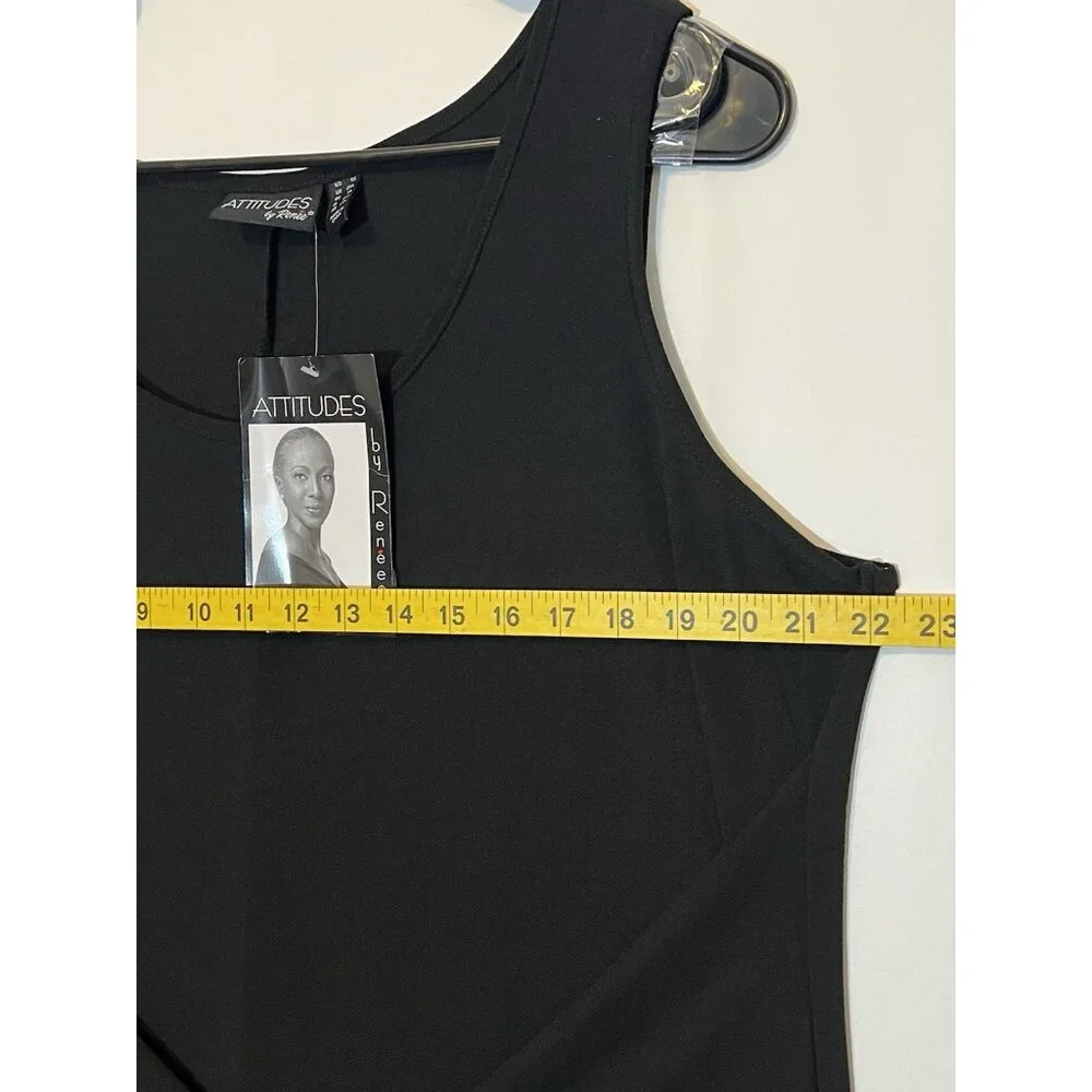 Attitudes by Renee Women Maxi Dress Tie Front Black Plus Size 1X Sleeveless New - Picture 7 of 11